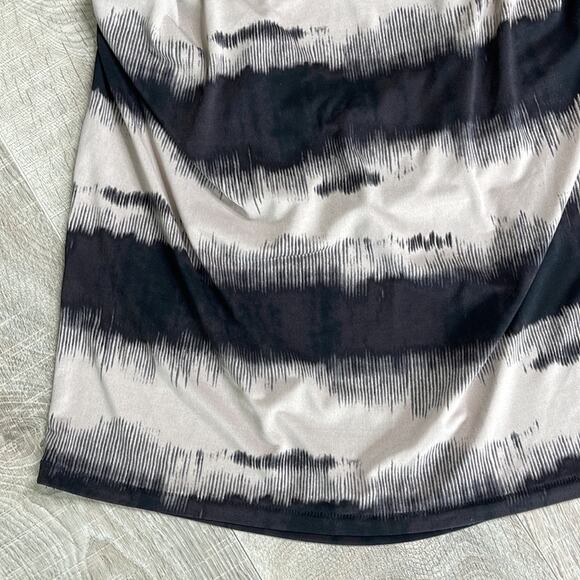 RACHEL ROY Brown Beige Watercolor Print Long Sleeve Ruched Dress Size Medium - Picture 7 of 7
